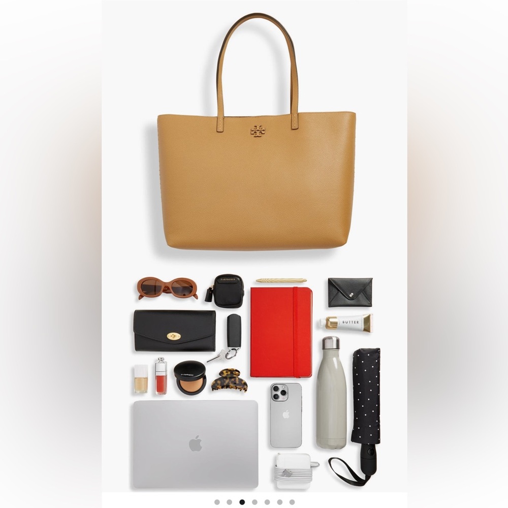 NWT Tory Burch McGraw Leather Tote in Tiramisu Brown Color with Dust Bag - Picture 15 of 15